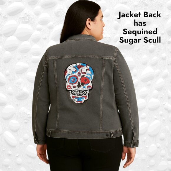 Addition Elle Jean Jacket with Sequined Scull - 2X - NWT - Picture 15 of 15